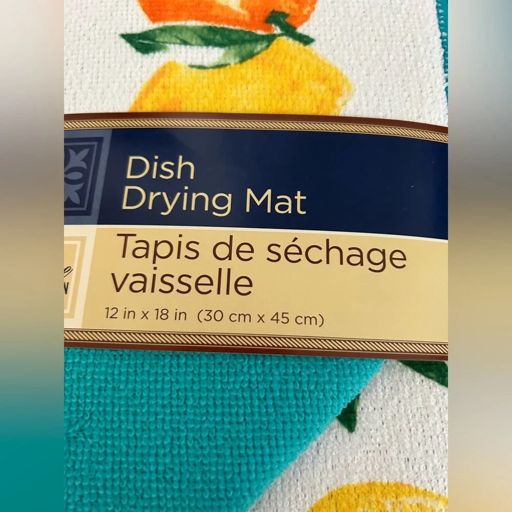 Kitchen towel and Dish drying mat Bundle Lemon theme NWT